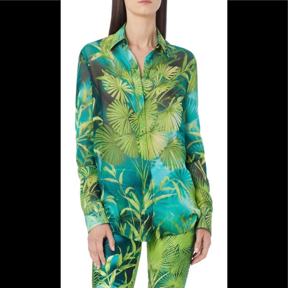 Versace Tops - Versace Jungle Print Silk Muslin Shirt